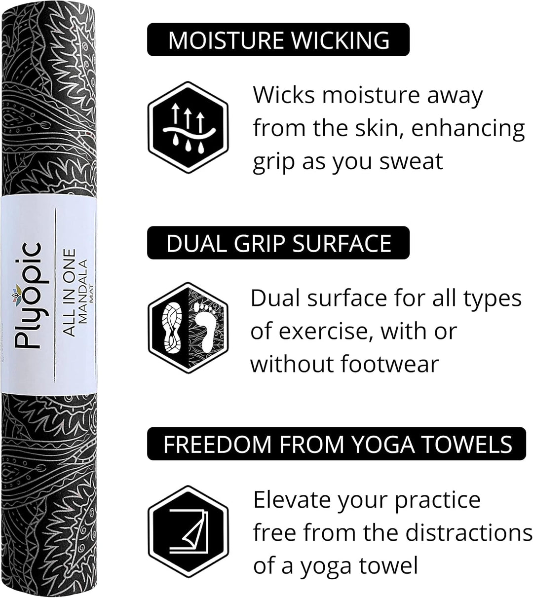 Plyopic All-In-One Yoga-Matte – Rutschfest auch bei Schweiss | Premium Matte mit Sweat-Grip Oberfläc