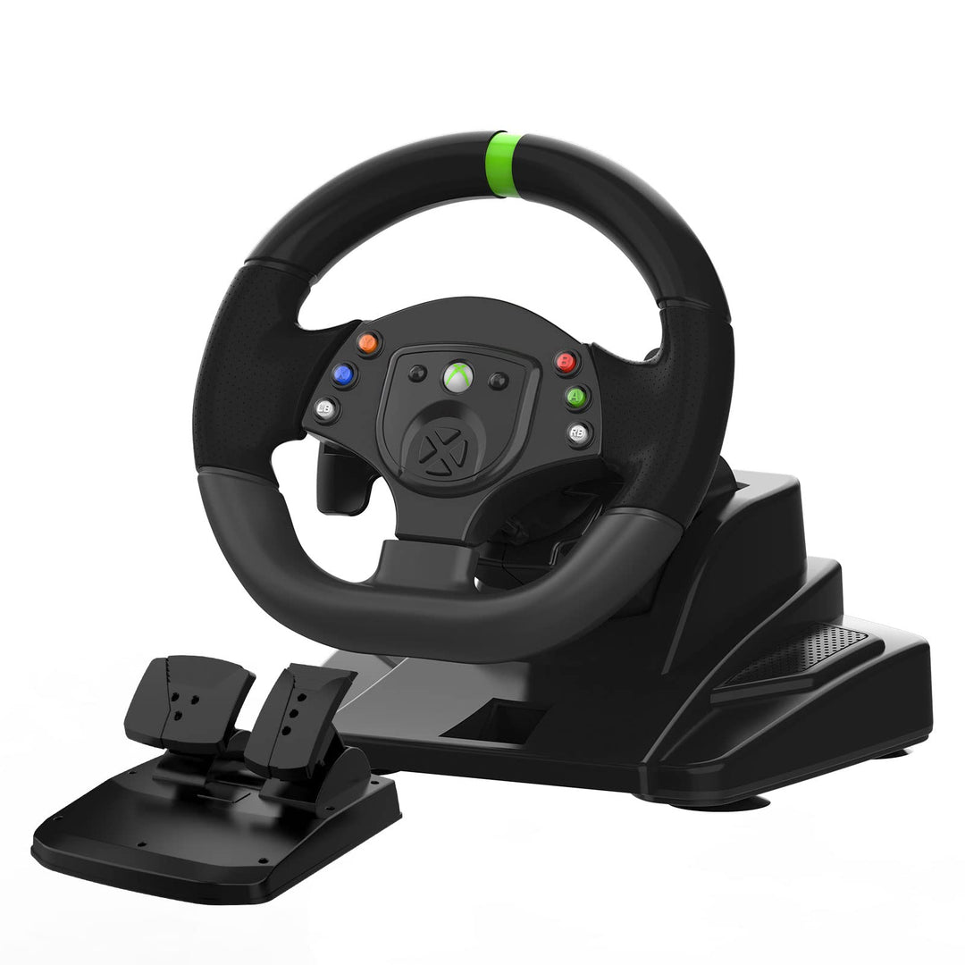 DOYO XBOX 360 Gaming Lenkrad mit Pedalen-180°,Vibrationsfeedback, Integrierter Schalthebel,Höhen-und