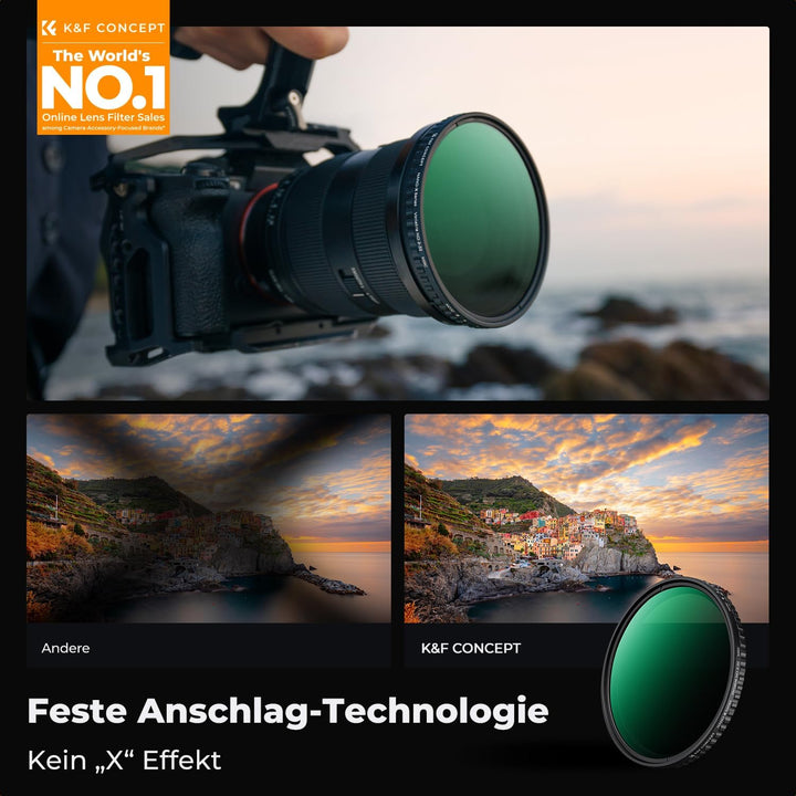 K&F Concept Nano-X Serie ND Filter 58mm Variabler Graufilter ND2-32(1-5 Blendenstufen), 58mm