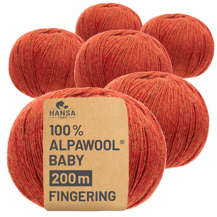 HANSA-FARM | 100% Baby Alpakawolle in 50+ Farben (kratzfrei) - 300g Set (6 x 50g) - weiche Alpaka Wo