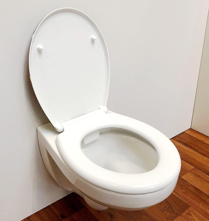 Duroplast WC Sitz Klobrille Modell Comic mit Absenkautomatik, zur Reinigung abnehmbar, 59824 Weiss,