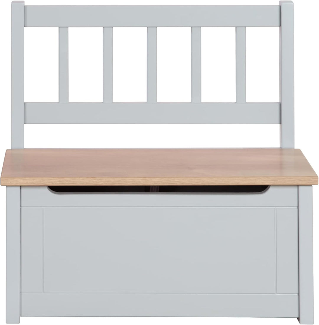roba Kindertruhenbank Woody - Spielzeugtruhe in Holz Natur &amp; Taupe lackiert - Kinderbank mit Deckelb