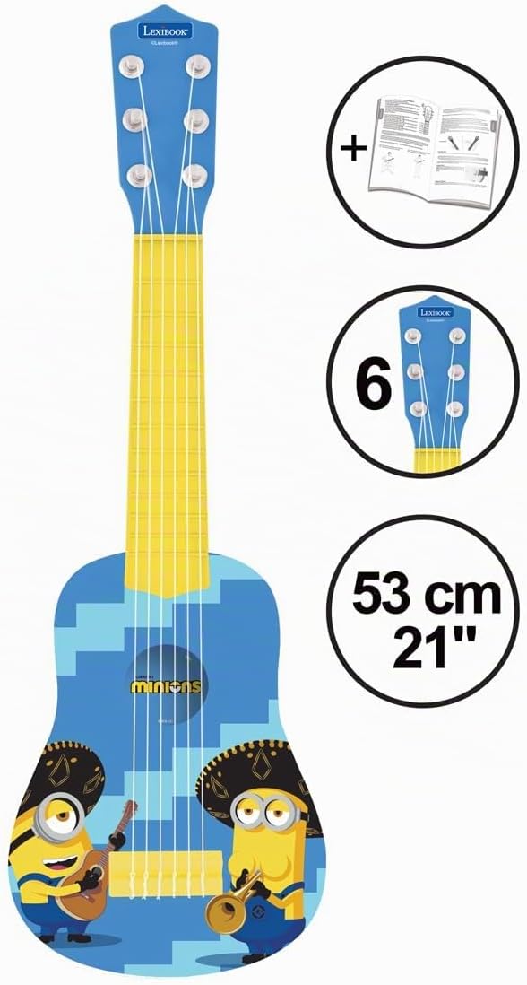Lexibook, Ich - Einfach unverbesserlich Minions, Meine erste Gitarre für Kinder, 6 Nylonsaiten, 21“