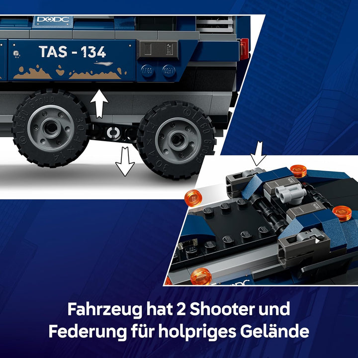 LEGO | Marvel Spider-Man Jagt den Gefängnistransporter - Superhelden Spielzeug mit gepanzertem Fahrz