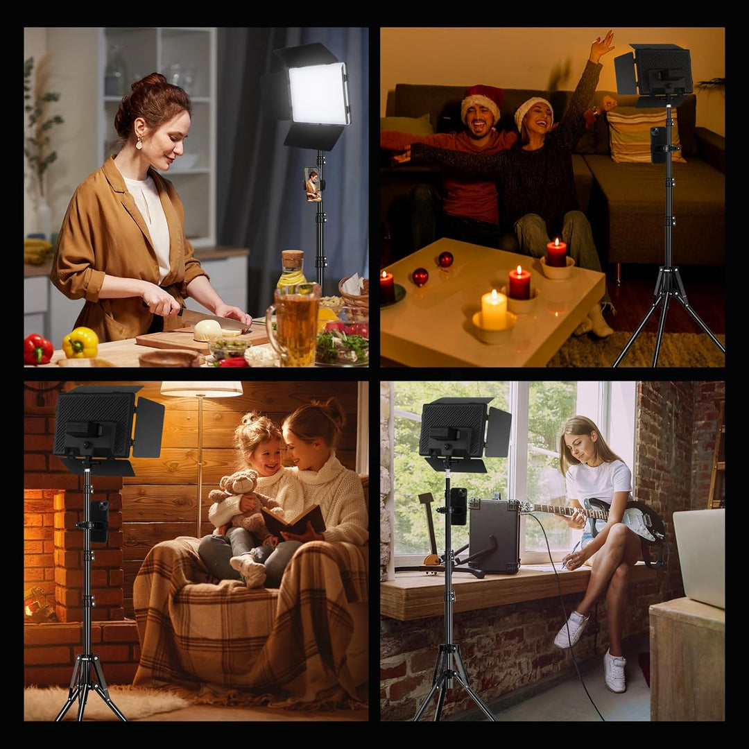 Soonpho 2-Pack LED VideoLicht Set Panel Videoleuchte Barn Door 2800–6500K Dimmbare 20W Licht Fotogra