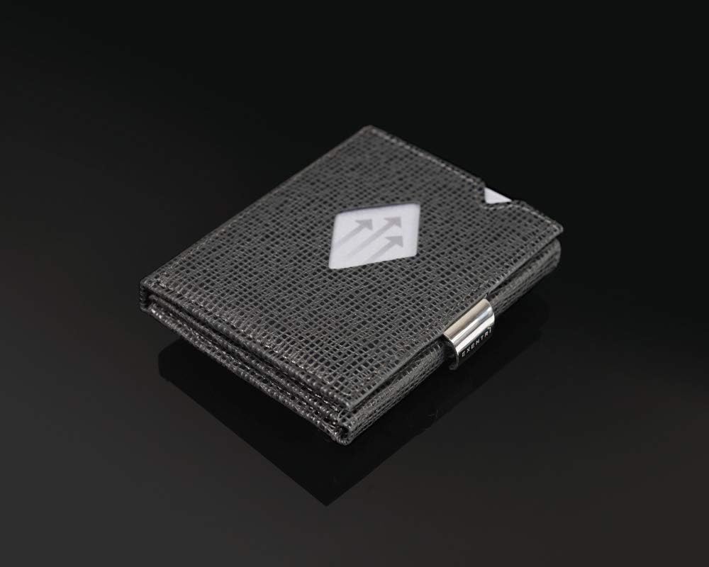 Exentri Wallet Kreditkartenetui echt Leder mit RFID Schutz, S, Mosaic Black [331] Schwarz, Schwarz
