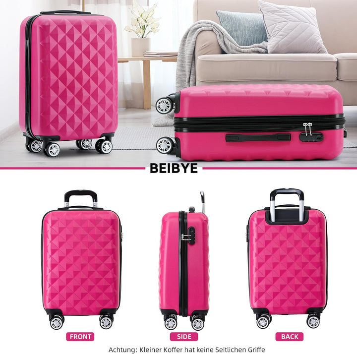 BEIBYE Zwillingsrollen 2066 Hartschale Trolley Koffer Reisekoffer Gepäck M-L-XL-Set (Peach, M) Peach