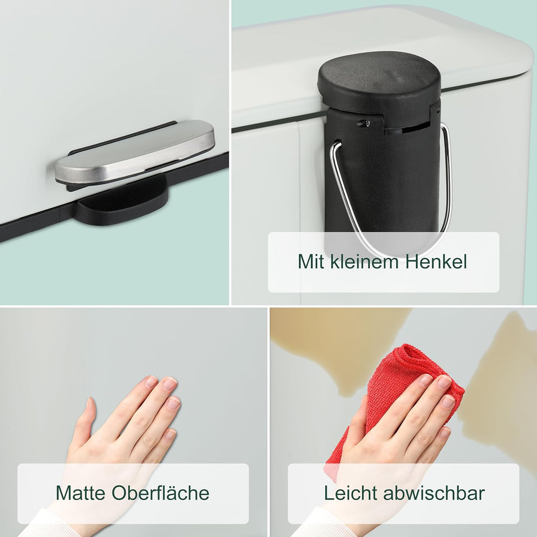 Relaxdays Mülleimer Bad, 5 l, Kosmetikeimer mit Soft-Close, in Matter Optik, entnehmbarer Inneneimer
