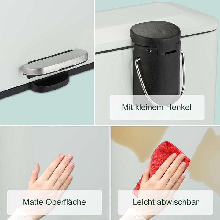Relaxdays Mülleimer Bad, 5 l, Kosmetikeimer mit Soft-Close, in Matter Optik, entnehmbarer Inneneimer