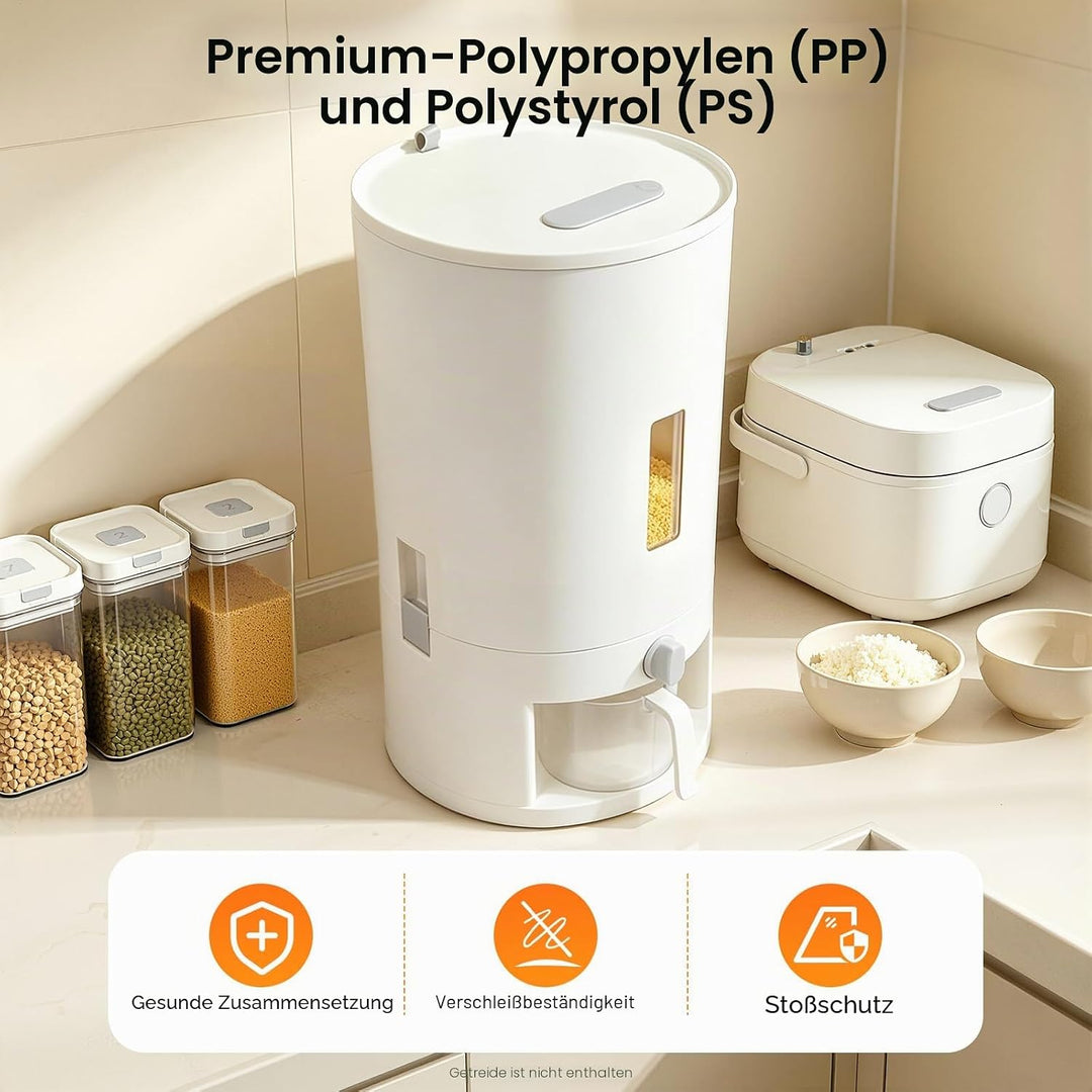 EurHomePlus Reisspender 6kg/10kg Food Storage Box Reisvorratsbehälter, Messbecher mit Skala, Luftdic