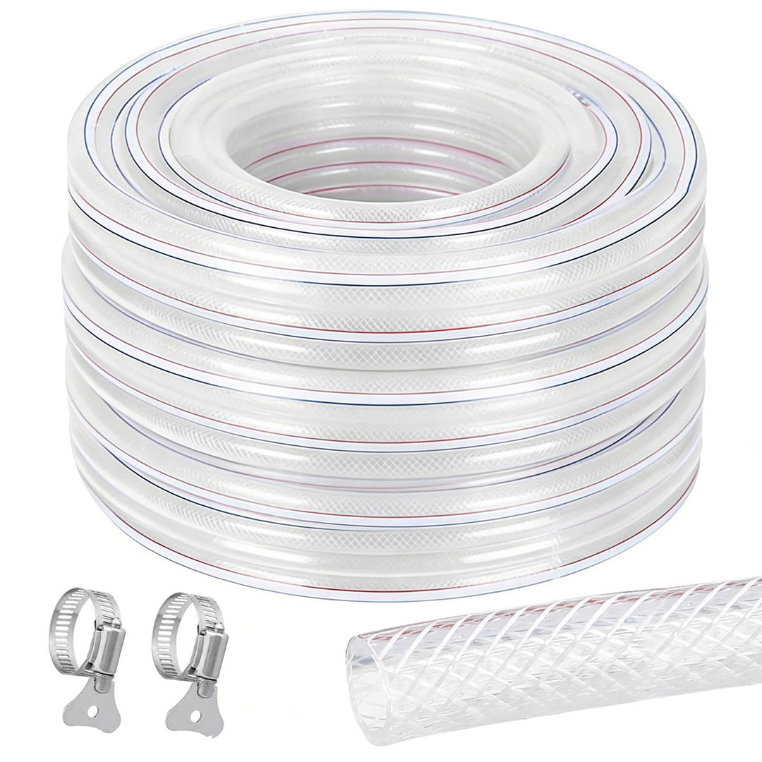 Geflochtener PVC Gewebeschlauch 25x32mm 10 Meter, Transparent Verstärkter Hochdruck Schlauch, Flexib