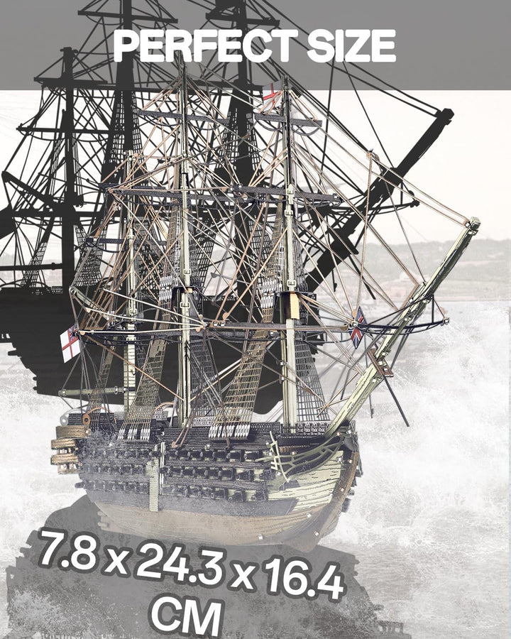 piececool 3D Puzzle Metall Kriegsschiff HMS GEWING, Segel-Schlachtschiff 3D Metall Puzzle für Edelst