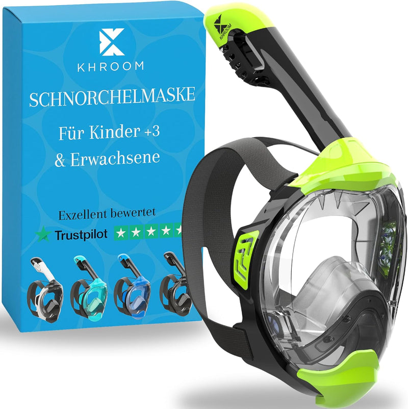 Khroom Schnorchelmaske für Erwachsene und Kinder - Seaview Y | CO2 sicher | Vollmaske zum Schnorchel