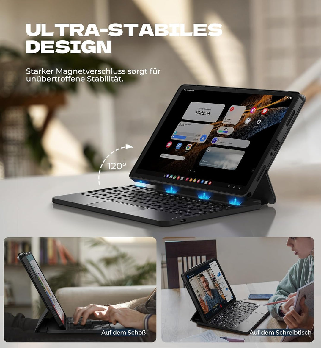 Dexnor Tastatur Hülle für Samsung Galaxy Tab A9+ Plus 11 Zoll 2023, Keyboard Cover mit Magnetisch Mu