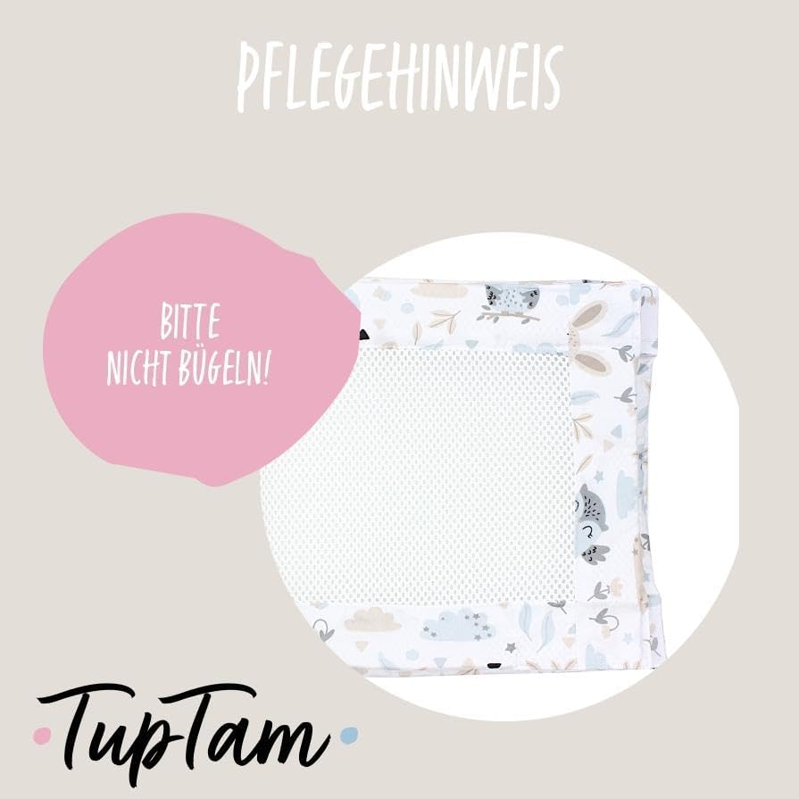 TupTam Gitterstäbe Schutz Netz Babybett Nestchen 3D Mesh 2 Pack, Farbe: Extra Dickes 8mm Netz/Hase E