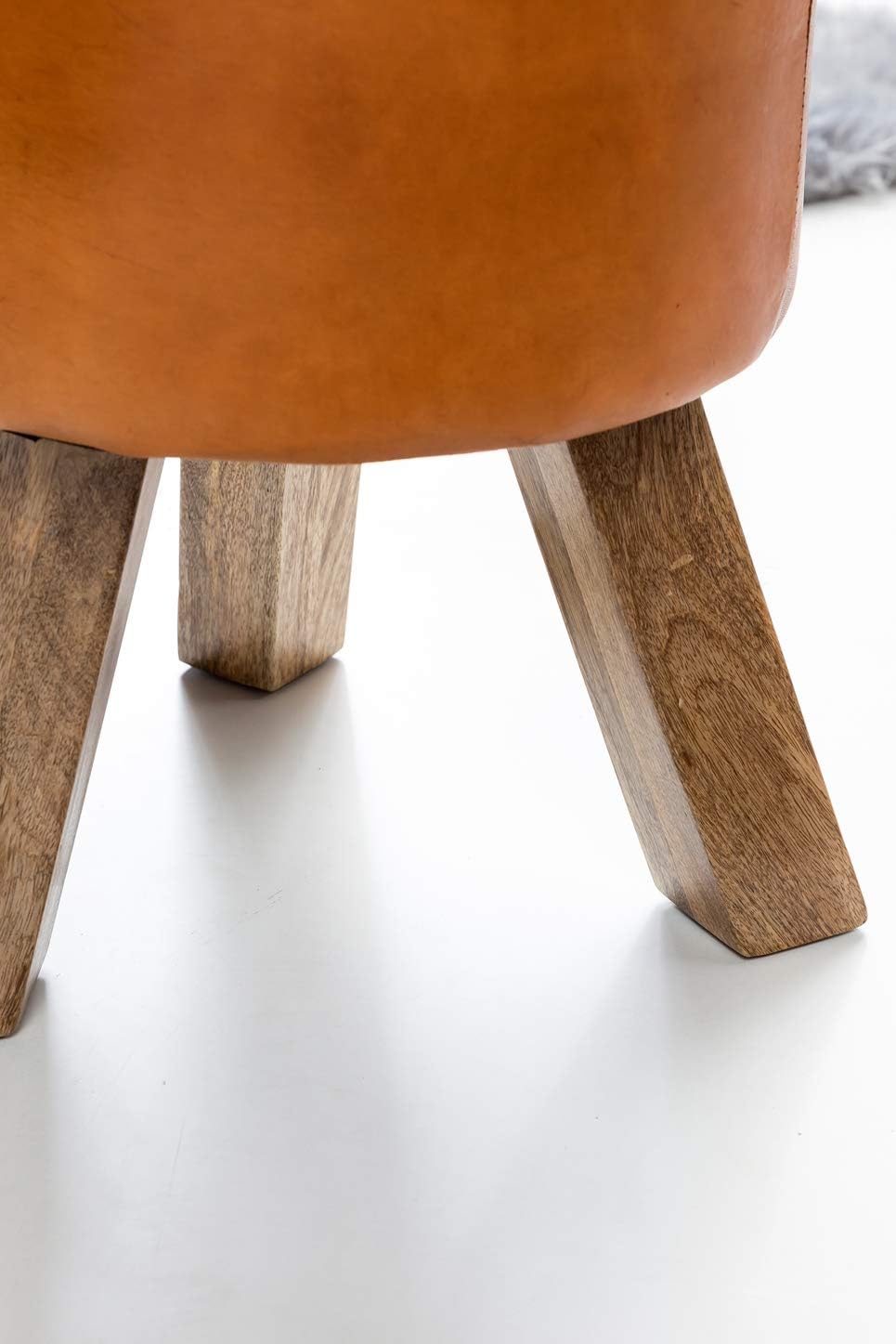 FineBuy Design Sitzhocker FB45553 Holz 37x45x37 cm Modern Fusshocker Rund | Turnbock Lederhocker Hol