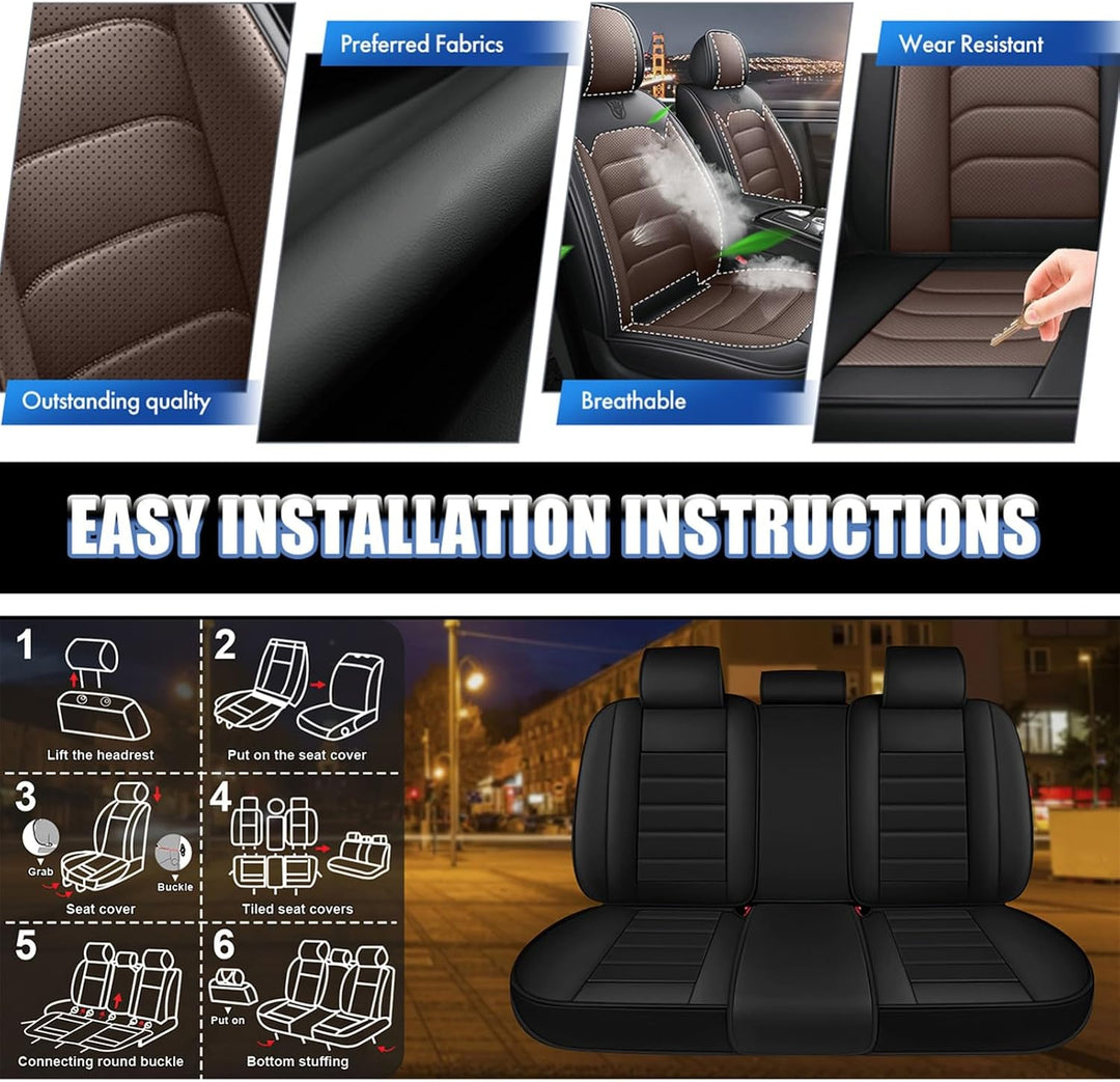 Auto Sitzbezüge Set für Mercede A Klasse, 5 Stück Sitzbezug Auto Set Rücksitz Leder Vordersitze Atmu