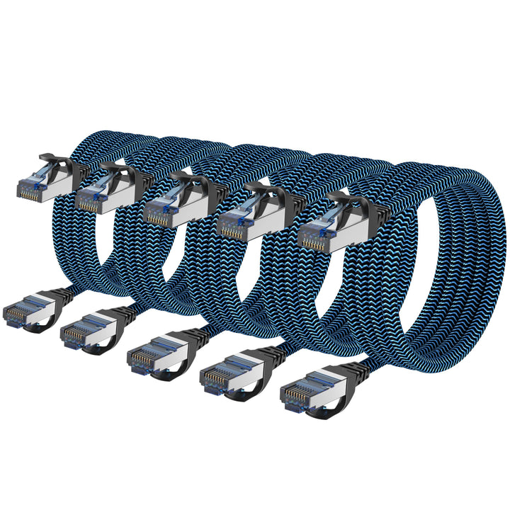 5 Stück 5x 3 meter LAN Kabel Netzwerkkabel CAT8 Ethernet Kabel, RJ45 Patchkabel 40Gbps 2000Mhz/s Gig