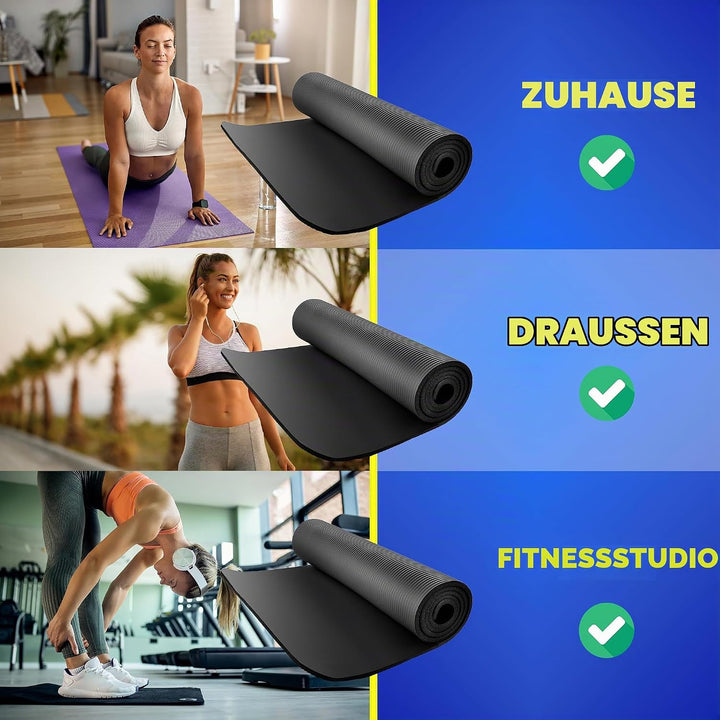 FIZYO Yogamatte 183x61x1 cm – Rutschfeste Fitness- &amp; Trainingsmatte aus NBR-Schaum – Gymnastikmatte