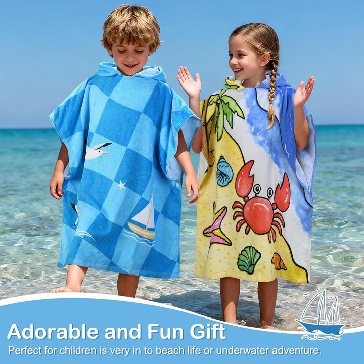 Kato Tirrinia 100% Baumwolle Badeponcho Strandtuch 90-120cm Kinder, Absorbierender Bademantel Badeha