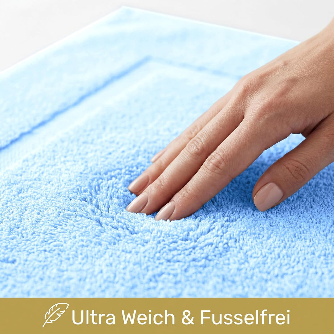 Lavea 2er Set Badematte 50x80cm, Frottierserie Elena, Delphinblau 2 x 50 x 80 cm Delphinblau, 2 x 50