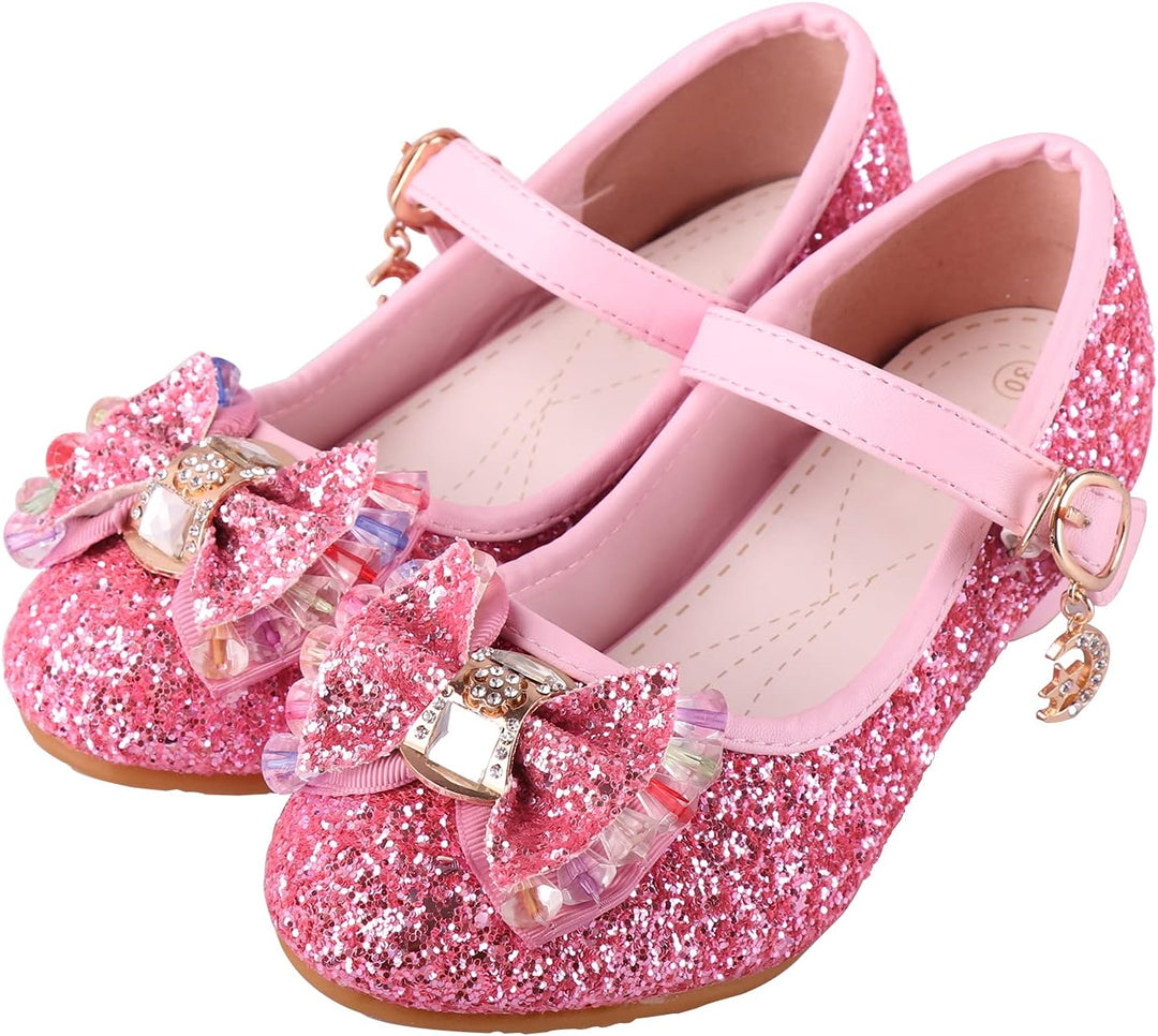 LiUiMiY Prinzessin Schuhe Mädchen Glitzer ELSA Stöckelschuhe mit Absatz Ballerina für Party Karneval
