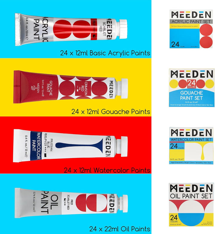 MEEDEN 149Pcs Malen Set, Deluxe Malen Zubehör mit Französisch Staffelei, Öl Aquarell Gouache Acryl F