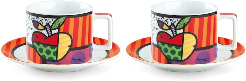 2 teilig Cappuccinotasse mit Untertassen von Britto- Blumen ML.220