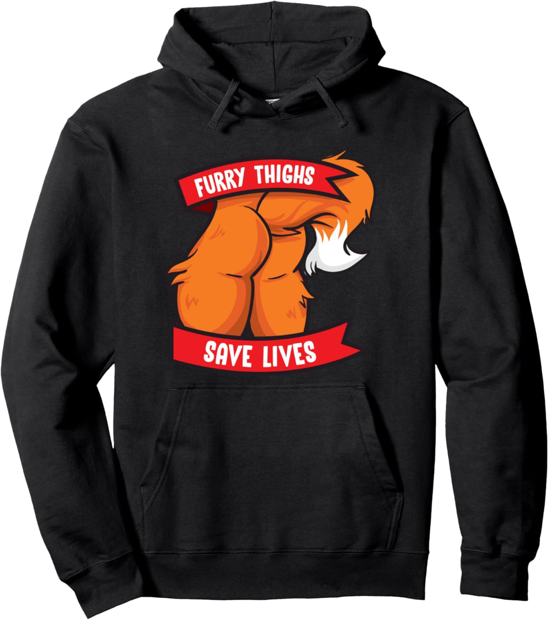 Fox Furry Thighs Save Lives Proud Furry Pride Fandom Pullover Hoodie