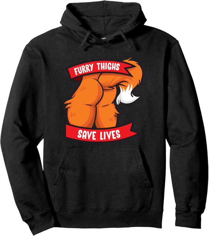 Fox Furry Thighs Save Lives Proud Furry Pride Fandom Pullover Hoodie