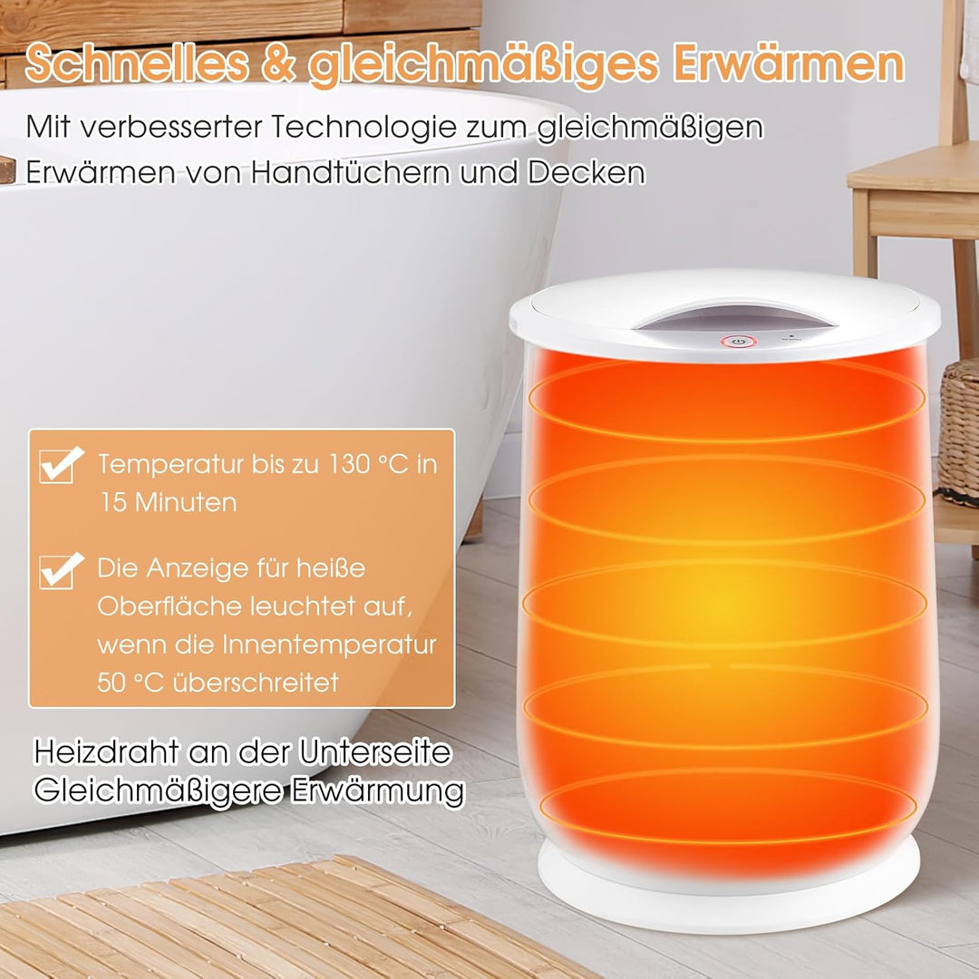 COSTWAY 21L Handtuchwärmer Eimer, Handtuchtrockner mit 20-90 Min. Timer & 2-5H Trocknungsmodus, Deck