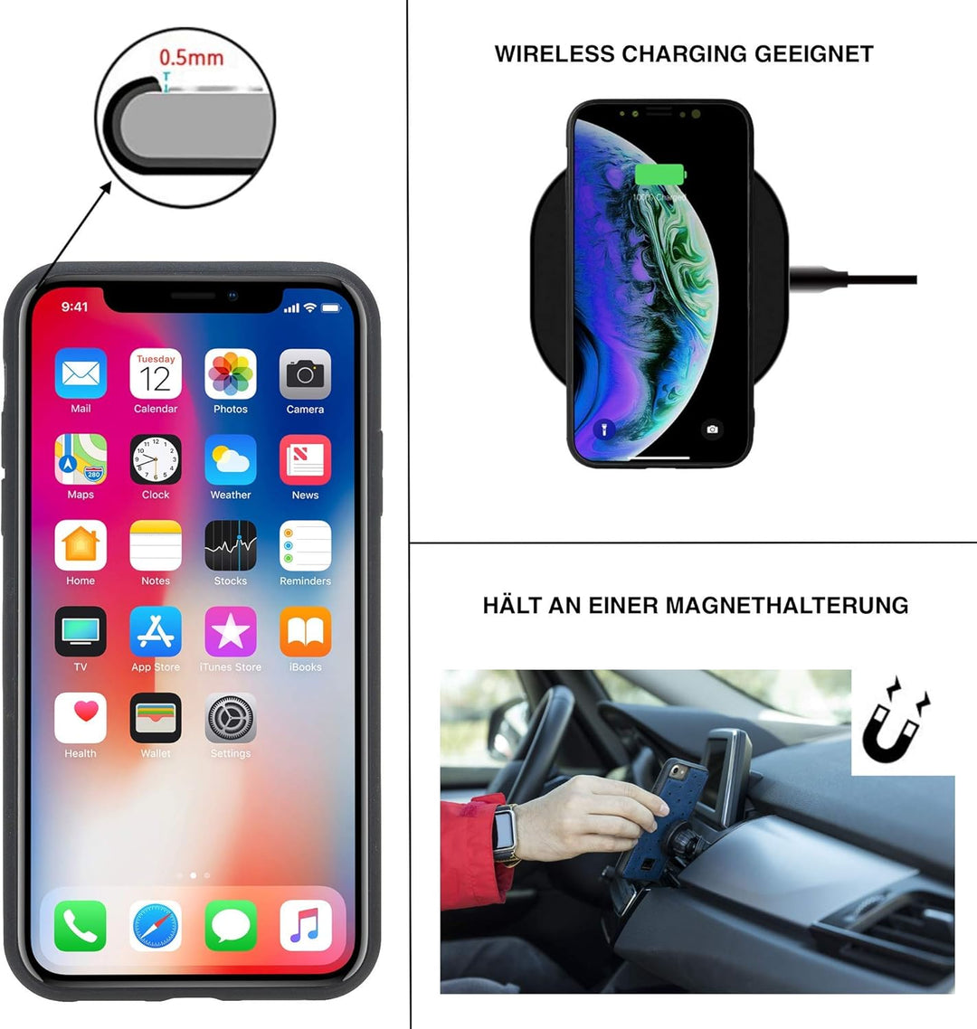Solo Pelle Lederhülle Harvard kompatibel für das Apple iPhone XS Max inklusive abnehmbare Hülle mit