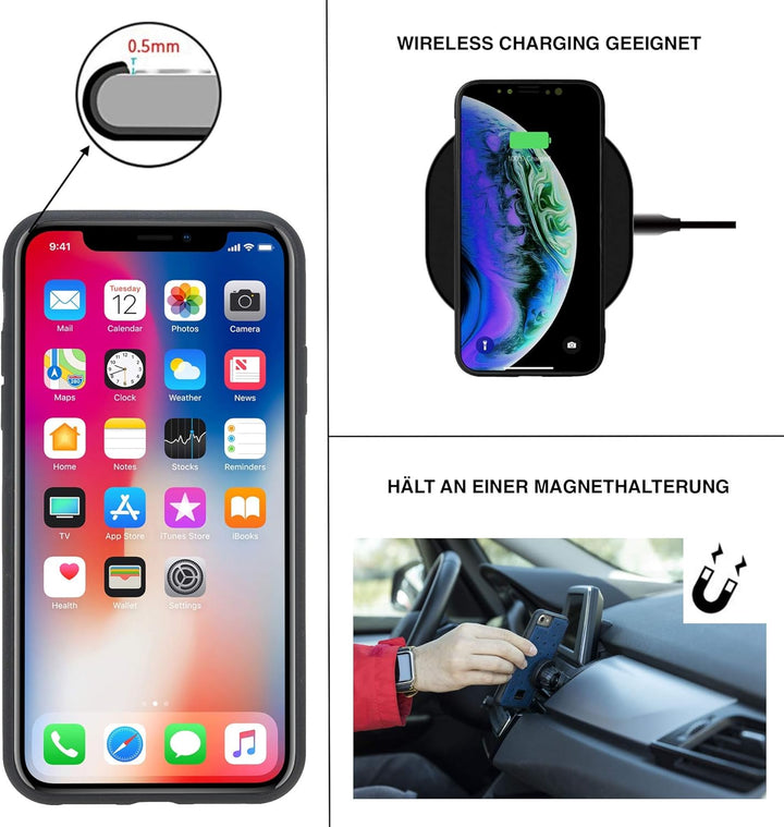 Solo Pelle Lederhülle Harvard kompatibel für das Apple iPhone XS Max inklusive abnehmbare Hülle mit