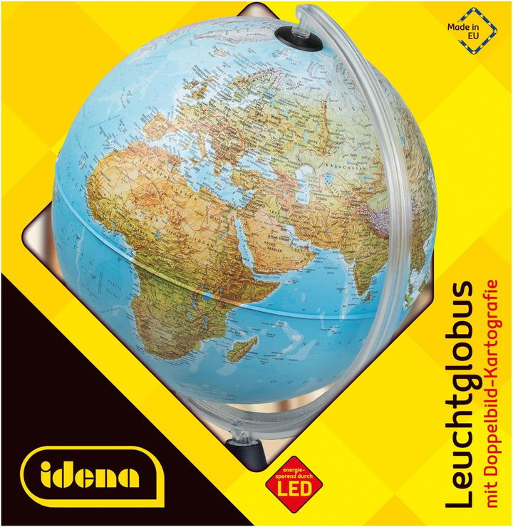 Idena 569902 - Leuchtglobus mit LED Beleuchtung und Ein- und Ausschalter, Durchmesser ca. 30 cm, phy