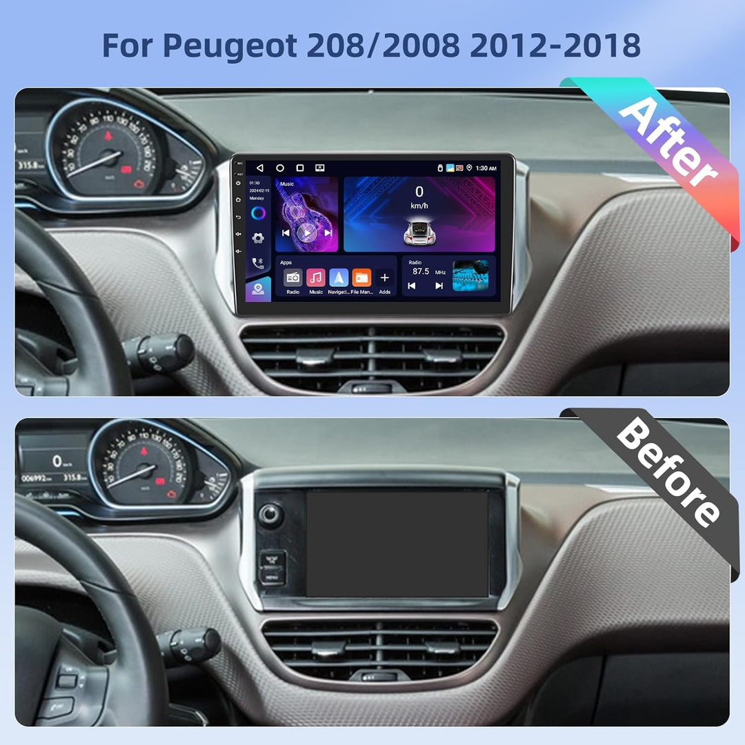 Hikity [4+64G] Android 15 Autoradio für Peugeot 208/2008 2012-2018 Radio CarPlay Android Auto Wirele