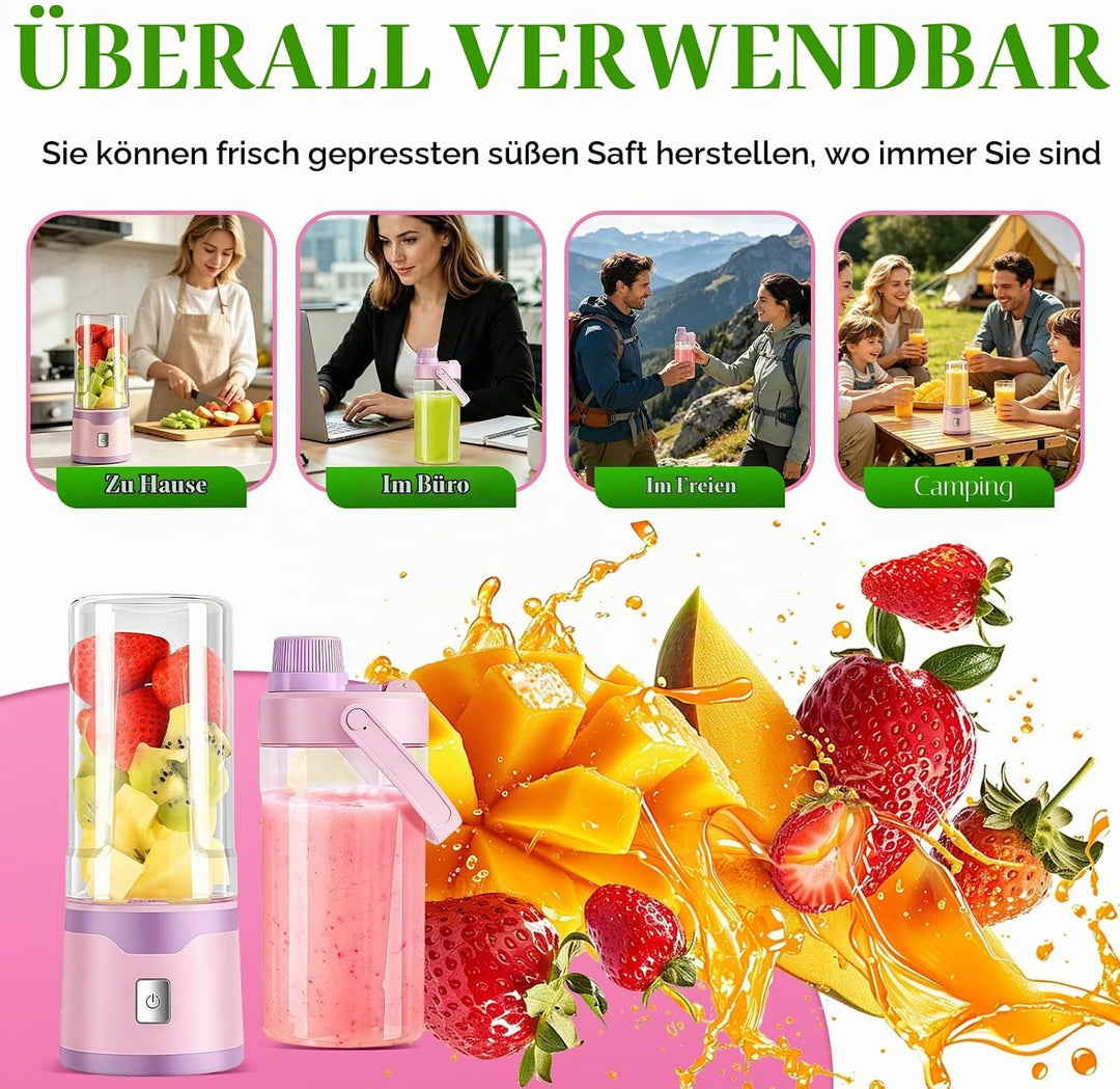 Mixer to Go, Tragbarer Schneller Mixer Smoothie Maker, 18-Blatt Edelstahlklingen, 450ml USB-C Wieder