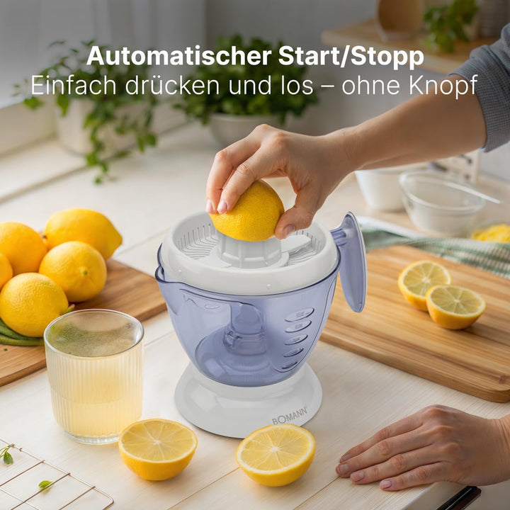 Bomann® Zitronenpresse für versch. Früchte | Saftpresse mit 1,2 Liter abnehmbarem Behälter & Aromade