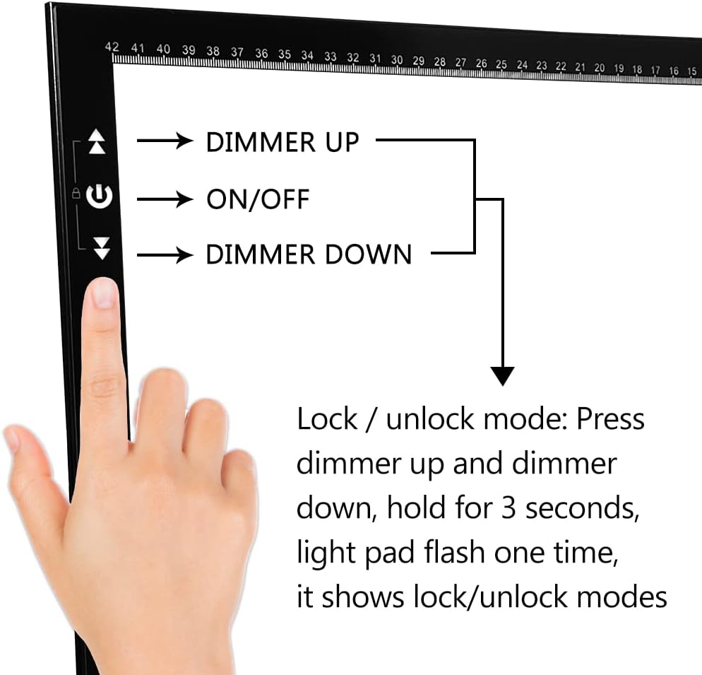 HSK A3 LED-Lichtpad Sperren/Entsperren Touch-Dimmer-Knopf Helligkeit 6000 Lux verpackter Adapter 12V