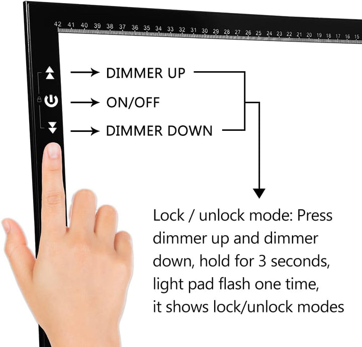 HSK A3 LED-Lichtpad Sperren/Entsperren Touch-Dimmer-Knopf Helligkeit 6000 Lux verpackter Adapter 12V