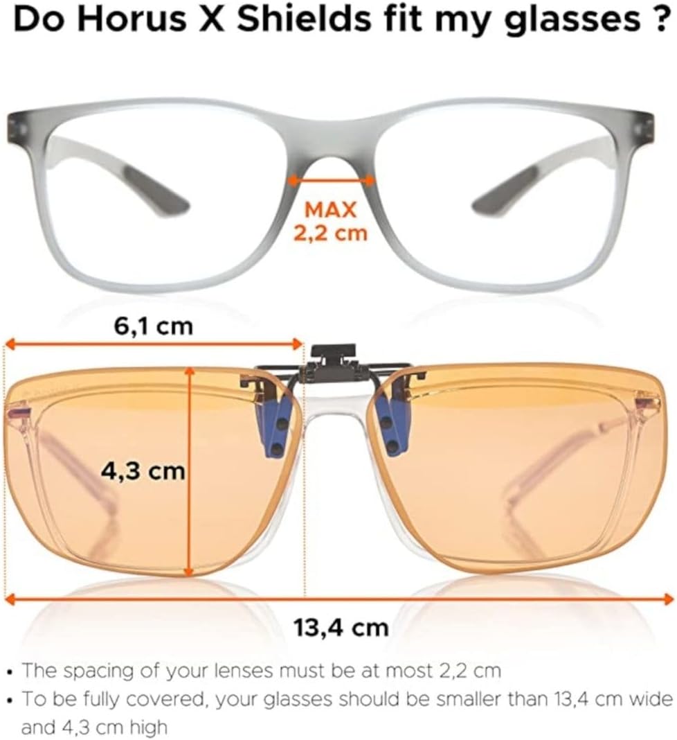Horus X • Clip-On Clear • Aufsteckfilter für Korrektionsbrillen • Blaulichtfilter Brille • Hoher Sch