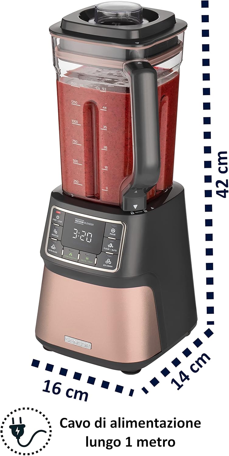SENCOR 7876GD SBU 7875RS, Automatischer Vakuum-Super-Mixer, 1500 Watt, Smoothie, 8 Titan-Klingen, 7