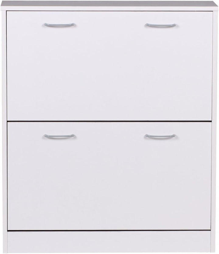Wohnling Schuhkipper Kiel Weiss matt 2 Fächer 75 x 87 x 24 cm | Design Holz-Schuhschrank zum klappen