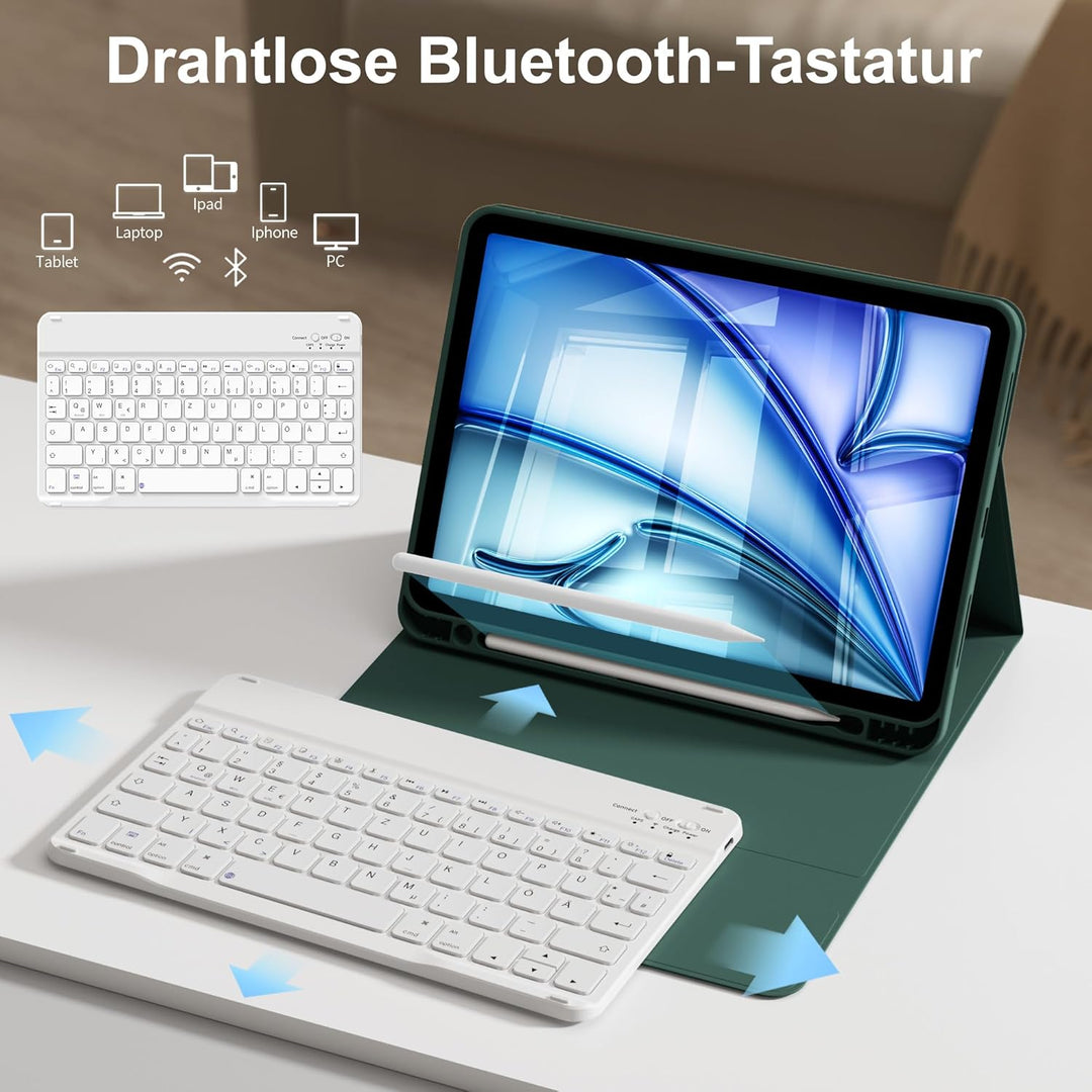 Hülle mit Tastatur für iPad Air 11 Zoll M3 2025 M2 2024/Air 5 Generation 2022 4 Gen 2020 10,9 Zoll,
