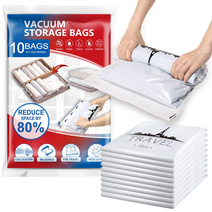 TAILI Vakuumbeutel Set Reise 10 Stück 40 x 60 CM Travel Vakuumbeutel für Kleidung zum Rollen Vakuum
