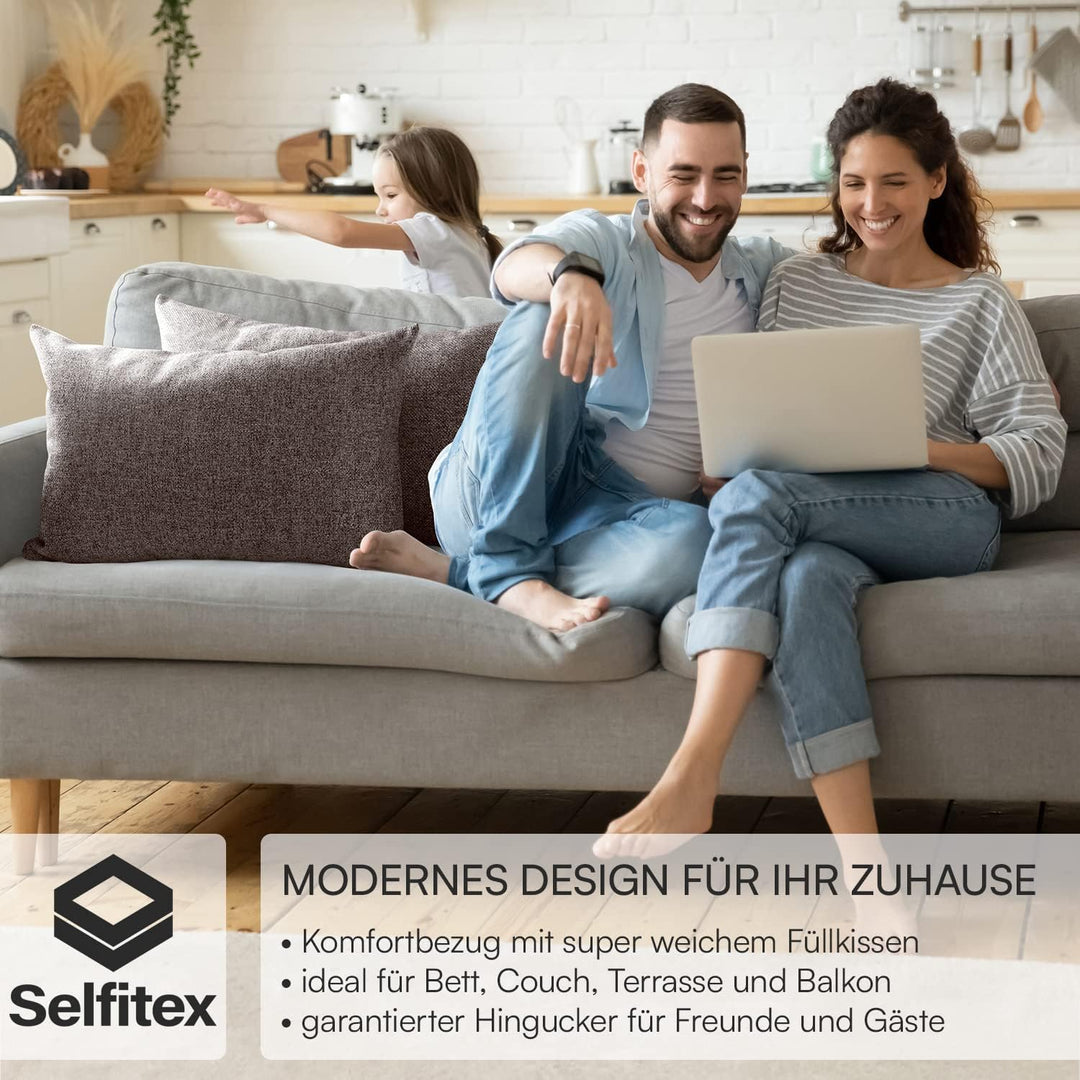 Selfitex 2er Set 40x60 cm, Sofakissen mit Füllung und Bezug, Dekokissen, Kopfkissen mit weicher Kiss