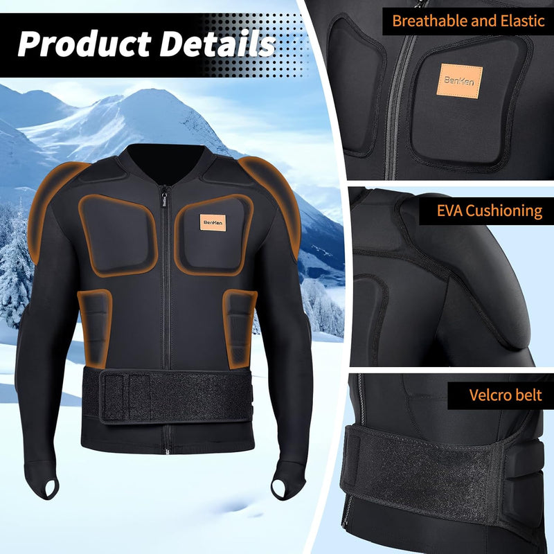 BenKen Skiing Body Short Protector Schutzausrüstung Pad mit Futter Motor Brust Schulter Rückenschutz
