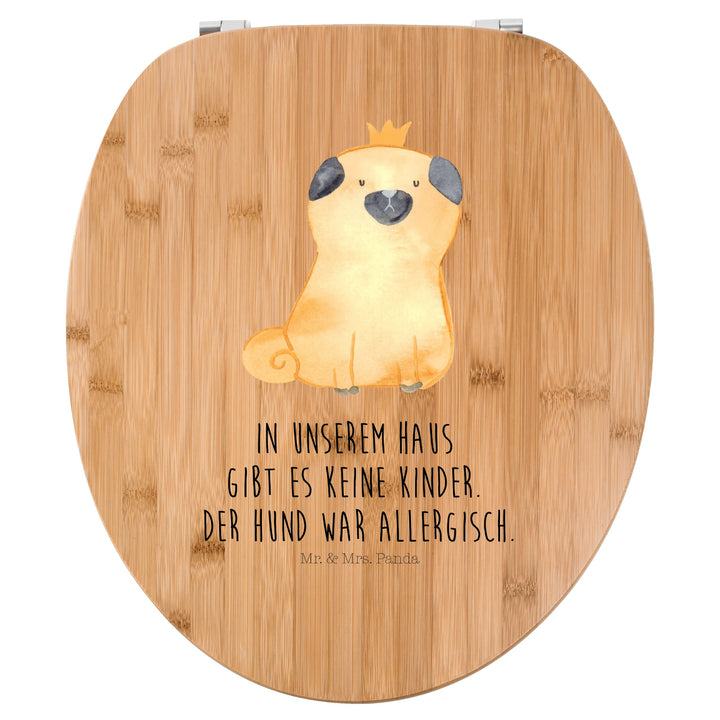 Mr. & Mrs. Panda Motiv WC Sitz Mops Krone - Geschenk, Sprüche, Hundemama, Klodeckel, König, Hund, Ha