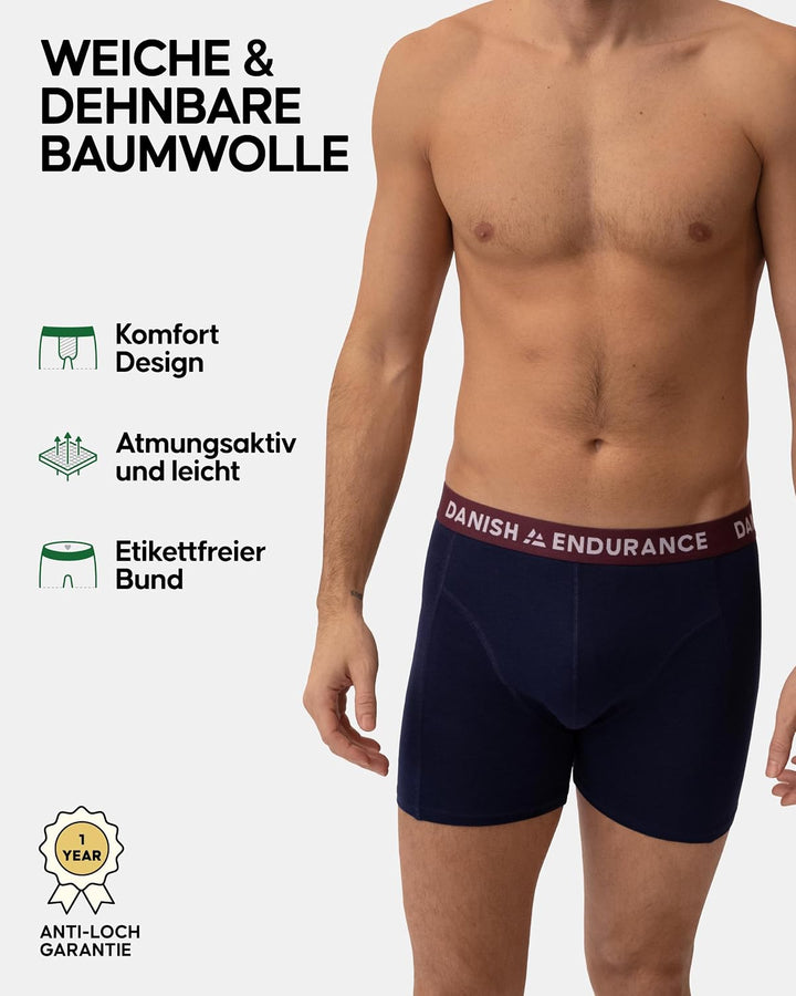 DANISH ENDURANCE 6er Pack Boxershorts Herren, Weiche Baumwolle, Unterhosen Männer mit Stretch, Beque