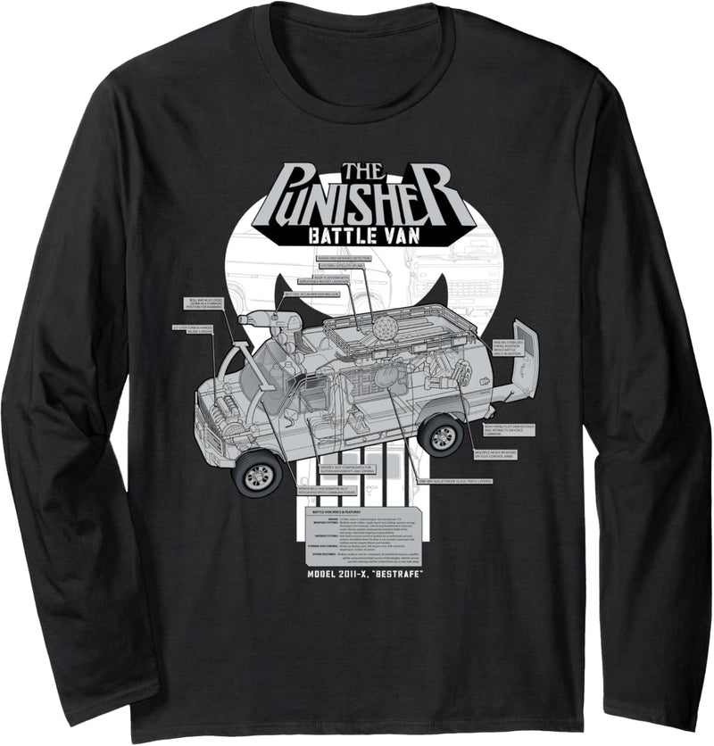 Marvel The Punisher Battle Van Schematic Langarmshirt