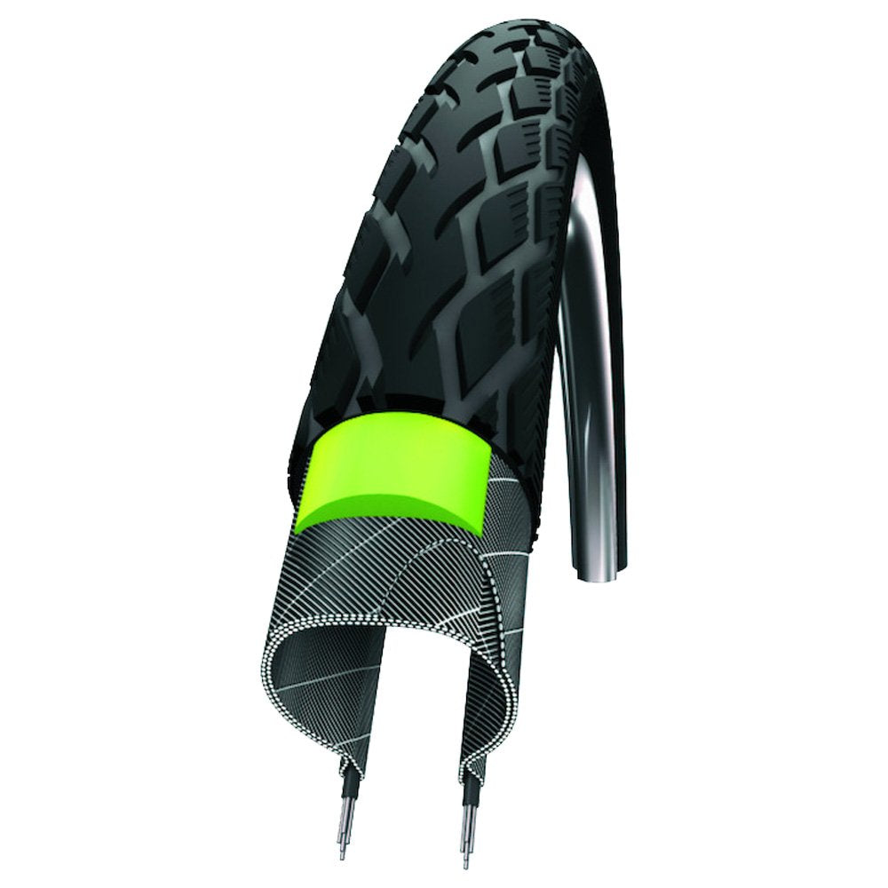 Schwalbe Marathon Wired Tyre with Greenguard Reflex 28x1.50 700x38C Schwarz, 28x1.50 700x38C Schwarz